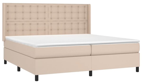 VidaXL Κρεβάτι Boxspring με Στρώμα Καπουτσίνο 200x200εκ.από Συνθ.Δέρμα