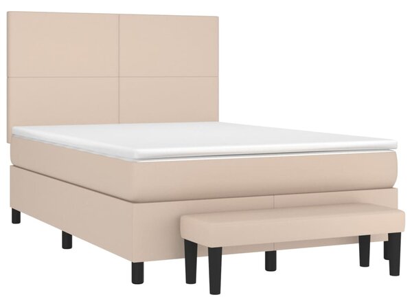 VidaXL Κρεβάτι Boxspring με Στρώμα Καπουτσίνο 140x190εκ.από Συνθ.Δέρμα