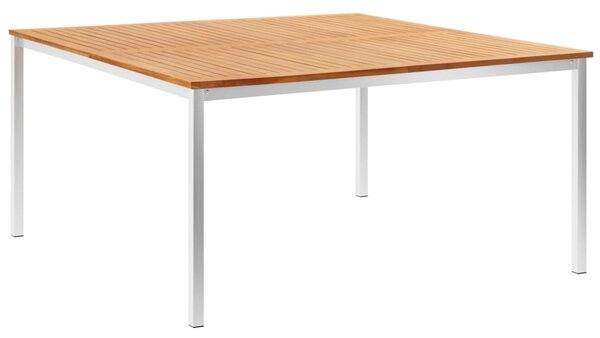 VidaXL Τραπεζαρία Κήπου 150x150x75 εκ. Μασίφ Ξύλο Teak/Ανοξ. Ατσάλι