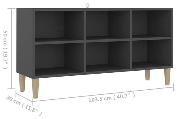 VidaXL Έπιπλο Τηλεόρασης Γκρι 103,5 x 30 x 50 εκ. Μασίφ Ξύλινα Πόδια