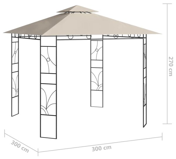 VidaXL Κιόσκι Κρεμ 3 x 3 x 2,7 μ. 160 γρ./μ²