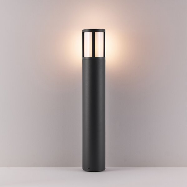 Deko-Light Facado II φωτιστικό μονοπατιών, ύψος 65 cm, στρογγυλό, σκούρο γκρι/οπάλ, ρυθμιζόμενος, Γκρι, Αλουμίνιο