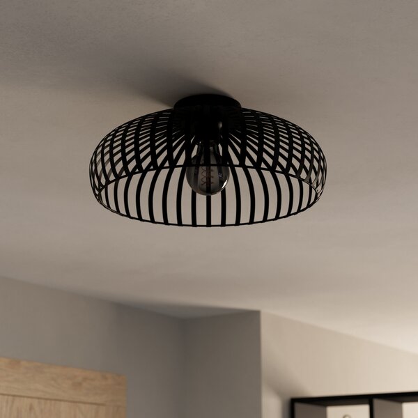 EGLO Mogano 3 φωτιστικό οροφής, κλουβί, Ø43cm, ρυθμιζόμενος, Μαύρο, Σαλόνι / τραπεζαρία, Μέταλλο, Vintage
