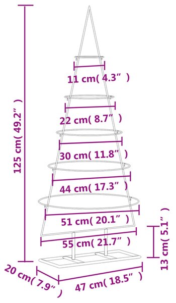 VidaXL Χριστουγεννιάτικο Δέντρο για Διακόσμηση Μαύρο 125 εκ. Μέταλλο