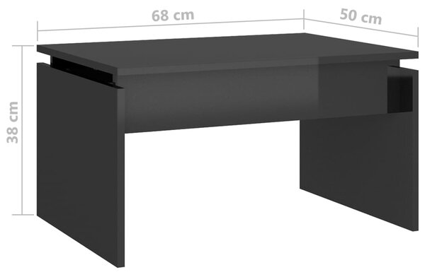 VidaXL Τραπεζάκι Σαλονιού Γυαλ. Γκρι 68 x 50 x 38 εκ. από Μοριοσανίδα