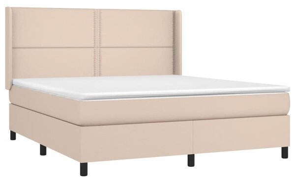 VidaXL Κρεβάτι Boxspring με Στρώμα Καπουτσίνο 180x200 εκ. Συνθ. Δέρμα