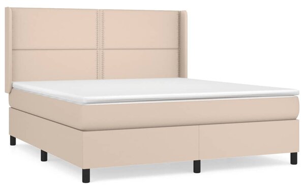 VidaXL Κρεβάτι Boxspring με Στρώμα Καπουτσίνο 180x200 εκ. Συνθ. Δέρμα