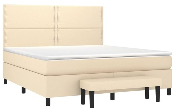 VidaXL Κρεβάτι Boxspring με Στρώμα Κρεμ 160x200 εκ. Υφασμάτινο