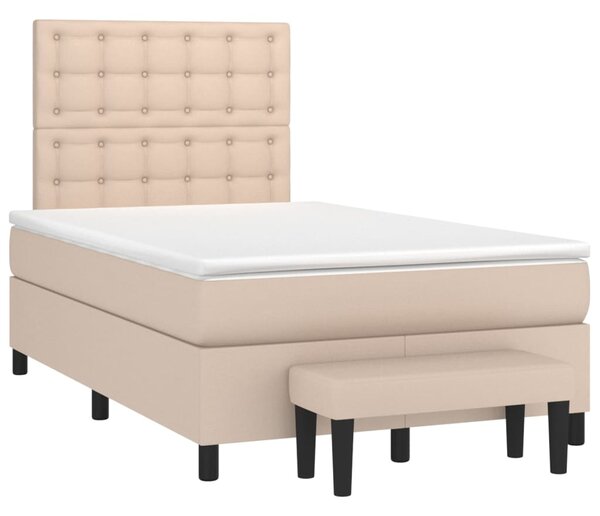 VidaXL Κρεβάτι Boxspring με Στρώμα Καπουτσίνο 120x200εκ.από Συνθ.Δέρμα