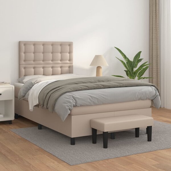 VidaXL Κρεβάτι Boxspring με Στρώμα Καπουτσίνο 120x200εκ.από Συνθ.Δέρμα