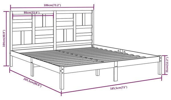 VidaXL Σκελετός Κρεβατιού Χωρίς Στρώμα 180x200 εκ Μασίφ Ξύλο