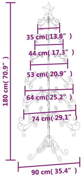 VidaXL Χριστουγεννιάτικο Δέντρο Διακοσμητικό Μαύρο 180 εκ