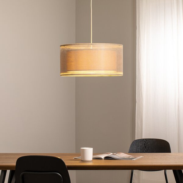 Maco Design Duo Den Light κρεμαστό φωτιστικό, μπεζ, Ø 50 cm, λινό, PVC, ρυθμιζόμενος, Μπεζ, Σαλόνι / τραπεζαρία, Ύφασμα / Κλωστοϋφαντουργία