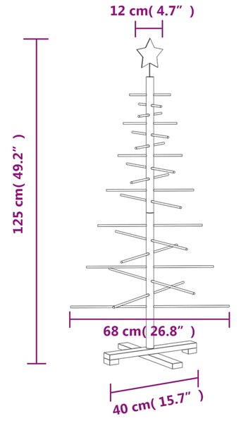 VidaXL Χριστουγεννιάτικο Δέντρο Ξύλινο Διακόσμηση 125 εκ. Μασίφ Πεύκο
