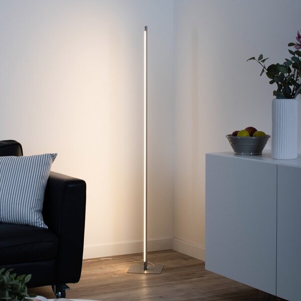 JUST LIGHT. GmbH Φωτιστικό δαπέδου LED Bella, ίσιο, τετράγωνη βάση, ατσάλι, ρυθμιζόμενος, Μεταλλικό, Σαλόνι / τραπεζαρία, Αλουμίνιο, σύγχρονο