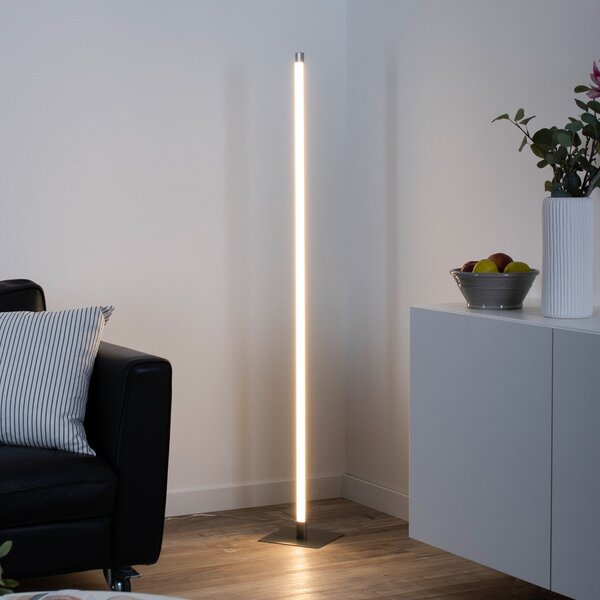 JUST LIGHT. GmbH Φωτιστικό δαπέδου LED Bella, ίσιο, τετράγωνη βάση, ατσάλι, ρυθμιζόμενος, Μεταλλικό, Σαλόνι / τραπεζαρία, Αλουμίνιο, σύγχρονο