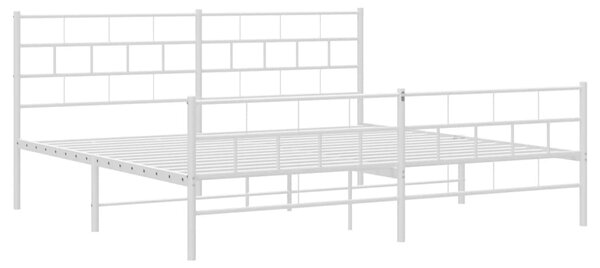 VidaXL Πλαίσιο Κρεβατιού με Κεφαλάρι&Ποδαρικό Λευκό 193x203εκ. Μέταλλο