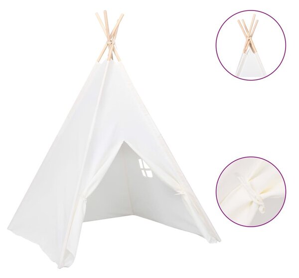 Σκηνή Teepee Παιδική Λευκή 120x120x150 εκ. Peach Skin με Σάκο - Λευκό