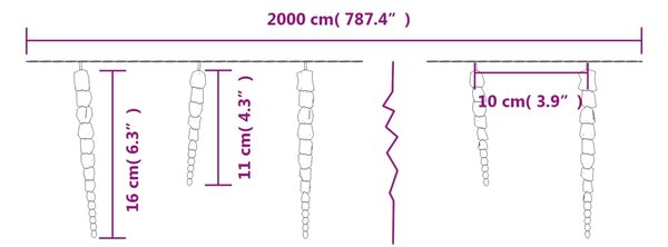 VidaXL Φωτάκια Σταλακτίτες Χριστ. 200 LED Μπλε 20μ. από Ακρυλικό PVC