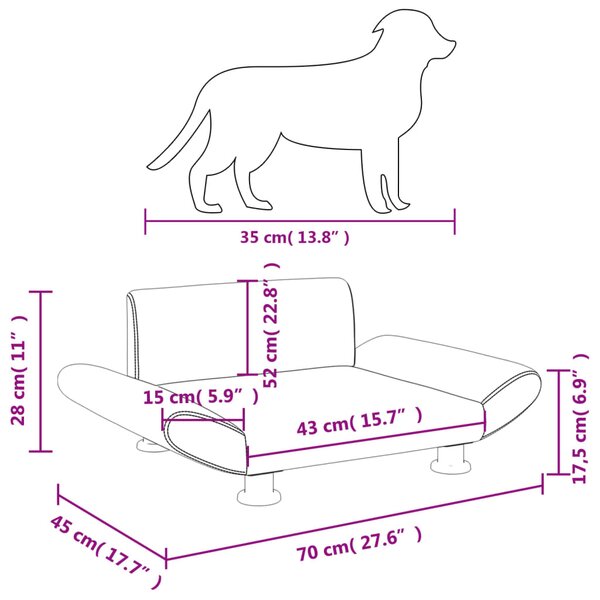 VidaXL Κρεβάτι Σκύλου Taupe 70x45x28 εκ. Υφασμάτινο