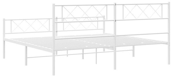 VidaXL Πλαίσιο Κρεβατιού με Κεφαλάρι&Ποδαρικό Λευκό 180x200εκ. Μέταλλο