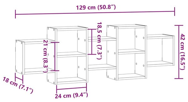 Ράφι Τοίχου Αρτισιανή Δρυς 129x18x42 εκ. από Επεξεργασμένο Ξύλο - Καφέ