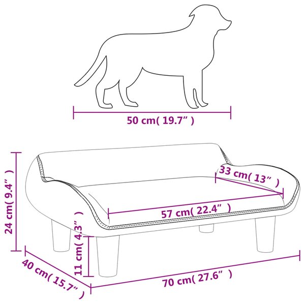 VidaXL Κρεβάτι Σκύλου Κρεμ 70 x 40 x 24 εκ. Βελούδινο