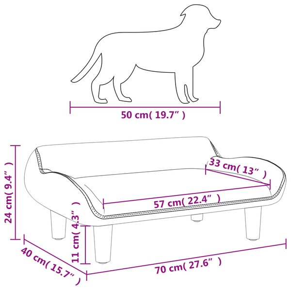 VidaXL Κρεβάτι Σκύλου Καφέ 70 x 40 x 24 εκ. Υφασμάτινο