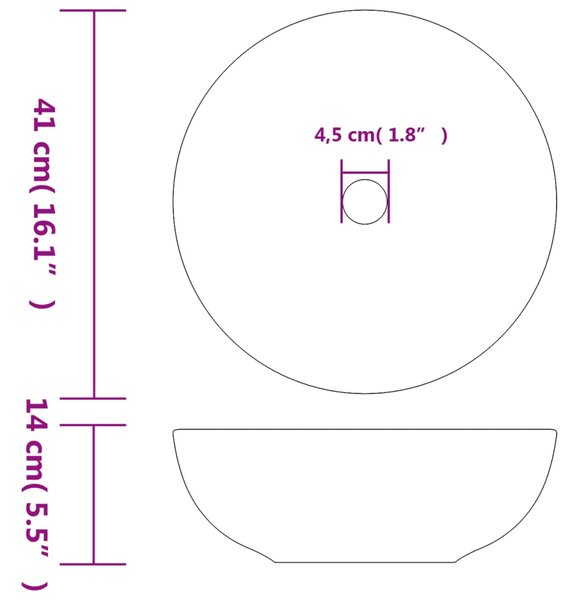 VidaXL Νιπτήρας Λευκός και Μπλε Φ41x14 εκ. Κεραμικός