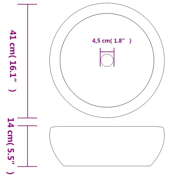 VidaXL Νιπτήρας Μαύρος και Μπλε Φ41 x 14 εκ. Κεραμικός