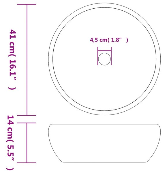 VidaXL Νιπτήρας Μαύρος και Γκρι Φ41 x 14 εκ. Κεραμικός