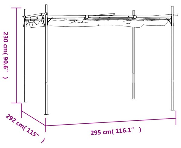 VidaXL Πέργκολα με Πτυσσόμενη Οροφή Ανθρακί 295 x 292 x 230 εκ