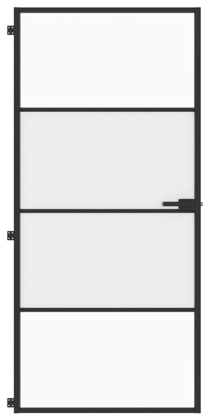 VidaXL Εσωτερική Πόρτα Μαύρη 93 x 201,5 εκ. Ψημένο Γυαλί & Αλουμίνιο
