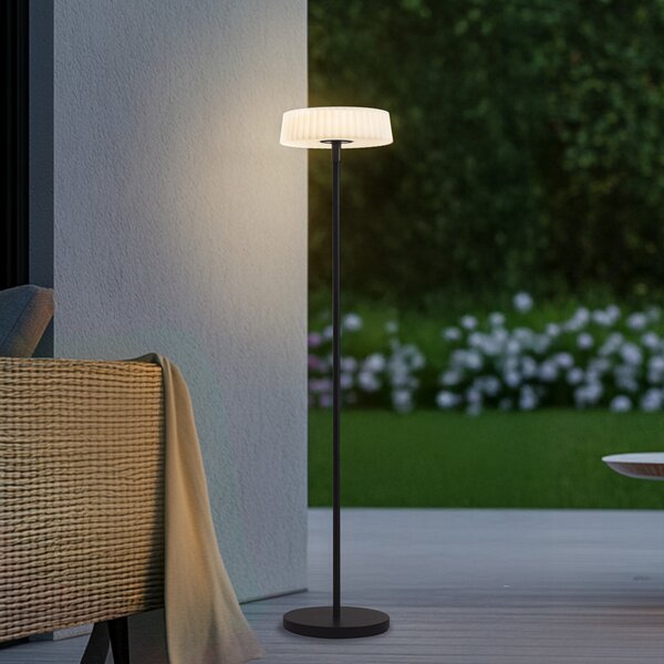 Lindby LED ηλιακό φωτιστικό δαπέδου Samine, μαύρο, μεταλλικό, με, ρυθμιζόμενος, Μαύρο, Μέταλλο, σύγχρονο, Ηλιακά φώτα