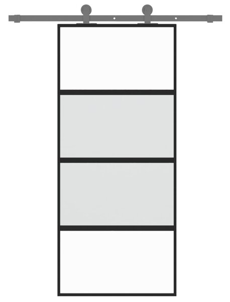 VidaXL Συρόμενη Πόρτα Μαύρη 90 x 205 εκ. από Ψημένο Γυαλί & Αλουμίνιο