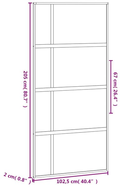 VidaXL Συρόμενη Πόρτα Μαύρη 102,5 x 205 εκ. από Ψημένο Γυαλί/Αλουμίνιο