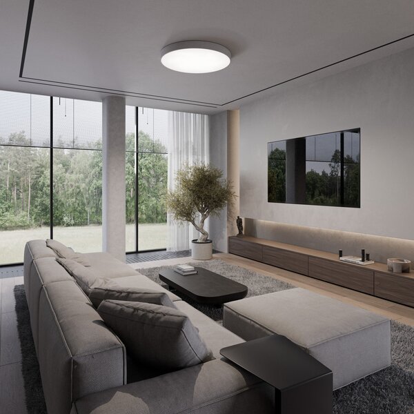 TEMAR LIGHTING Φωτιστικό οροφής Cleo 600, Ø 60 cm γκρι, ρυθμιζόμενος, Γκρι, Σαλόνι / τραπεζαρία, Μέταλλο, σύγχρονο