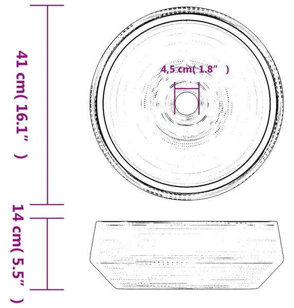 VidaXL Νιπτήρας Επικαθήμενος Στρογγυλός Γκρι Φ41 x 14 εκ. Κεραμικός