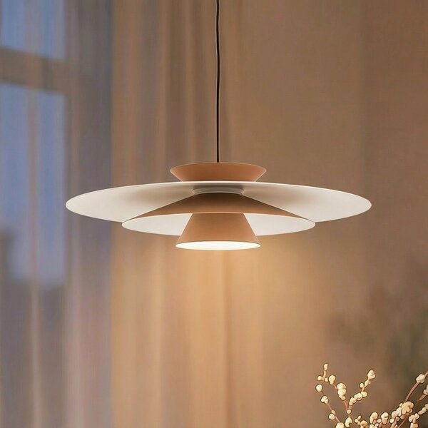 Lucande LED κρεμαστό φωτιστικό Livie, μπεζ, αλουμίνιο, Ø 50 cm, ρυθμιζόμενος, Μπεζ, Σαλόνι / τραπεζαρία, Αλουμίνιο, σύγχρονο