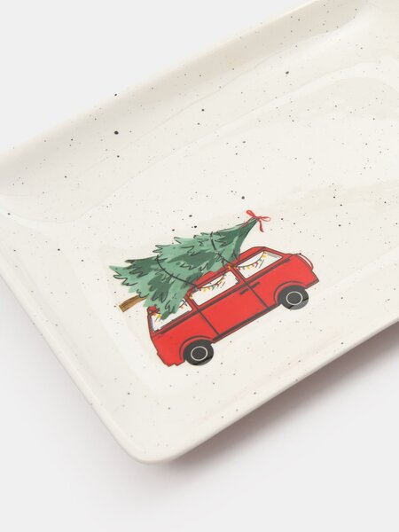 Sinsay - Ορθογώνια πιατέλα με σχέδιο χριστουγεννιάτικου αυτοκινήτου - πολυχρωμο
