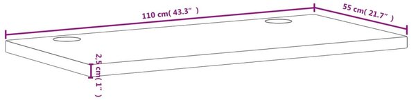 VidaXL Επιφάνεια Γραφείου 110x55x2,5 εκ. από Μασίφ Ξύλο Οξιάς