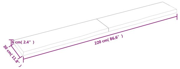 VidaXL Ράφι Τοίχου Σκούρο Καφέ 220x30x(2-6) εκ. Επεξ. Μασίφ Ξύλο Δρυός