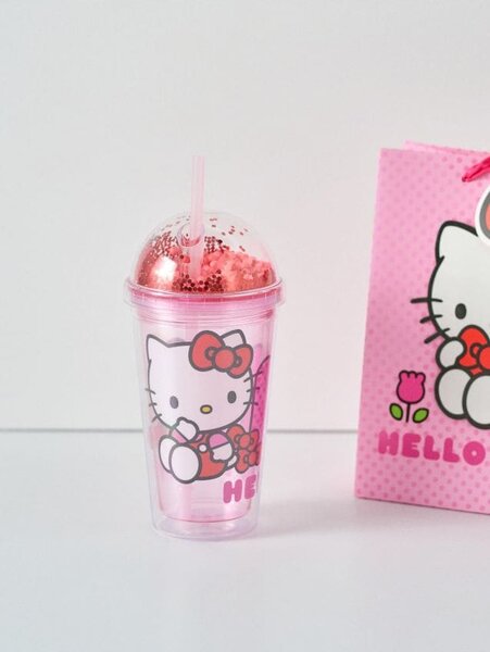 Sinsay - Κούπα με καπάκι και καλαμάκι Hello Kitty - πολυχρωμο