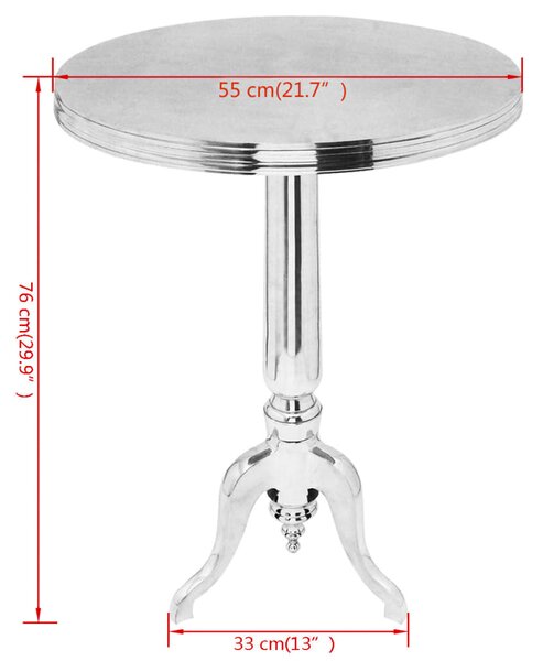 VidaXL Τραπέζι Βοηθητικό Στρογγυλό Ασημί από Αλουμίνιο