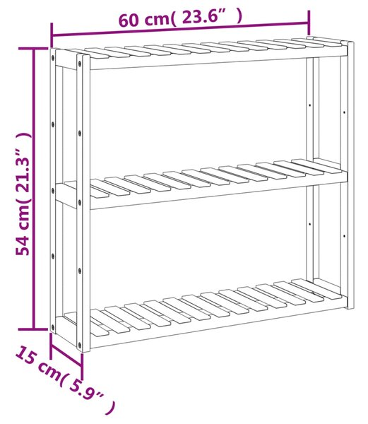 VidaXL Ράφι Μπάνιου 3 Επιπέδων Επιτοίχιο 60x15x54 εκ. από Μπαμπού