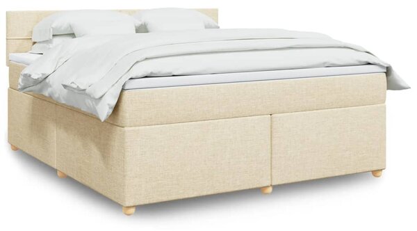 VidaXL Κρεβάτι Boxspring με Στρώμα Κρεμ 180x200 εκ. Υφασμάτινο