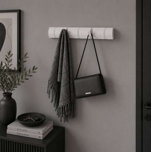 Κρεμάστρα τοίχου Flip Umbra 5 θέσεων με διαστάσεις 51x6.35x3.18cm - Λευκό