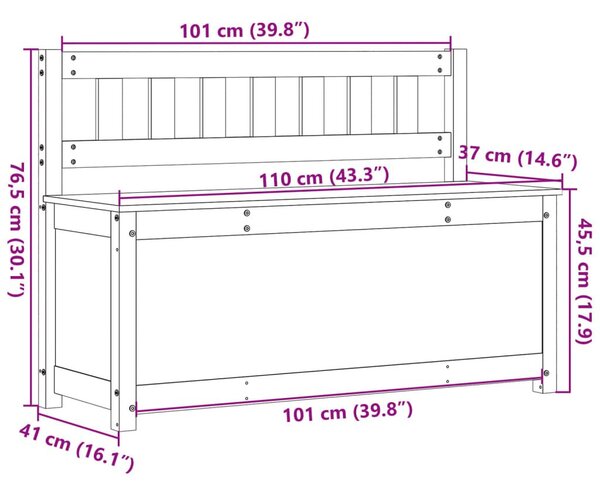 Πάγκος Μαύρος 110 x 41 x 76,5 εκ. από Μασίφ Ξύλο Πεύκου - Μαύρο