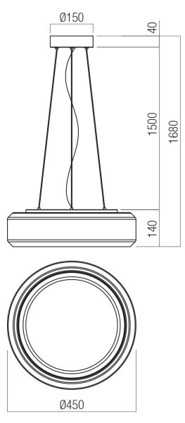 Redo 01-3592 - Κρεμαστό φωτιστικό οροφής LED SOLERA LED/36W/230V CRI 93 3000/4000K pr.45 cm