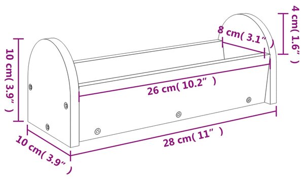 VidaXL Ταΐστρα Κουνελιών 28 x 10 x 10 εκ. από Μασίφ Ξύλο Ελάτης